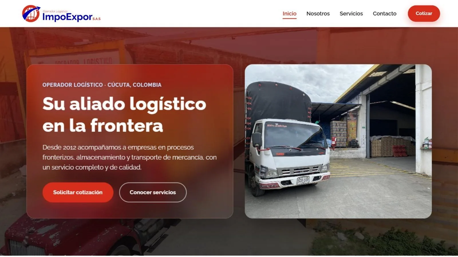 Sitio web de Impoexpor, operador logístico